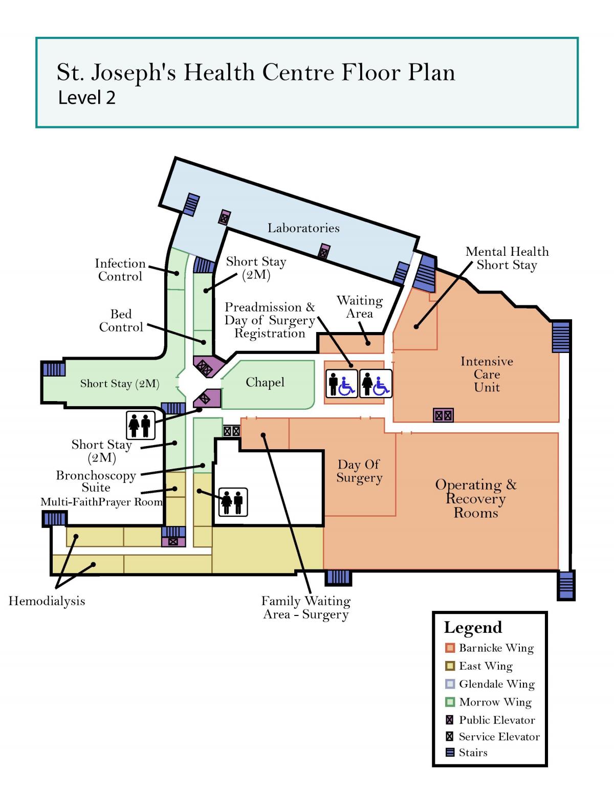 Kaart van St. Joseph ' s Health centre Toronto niveau 2