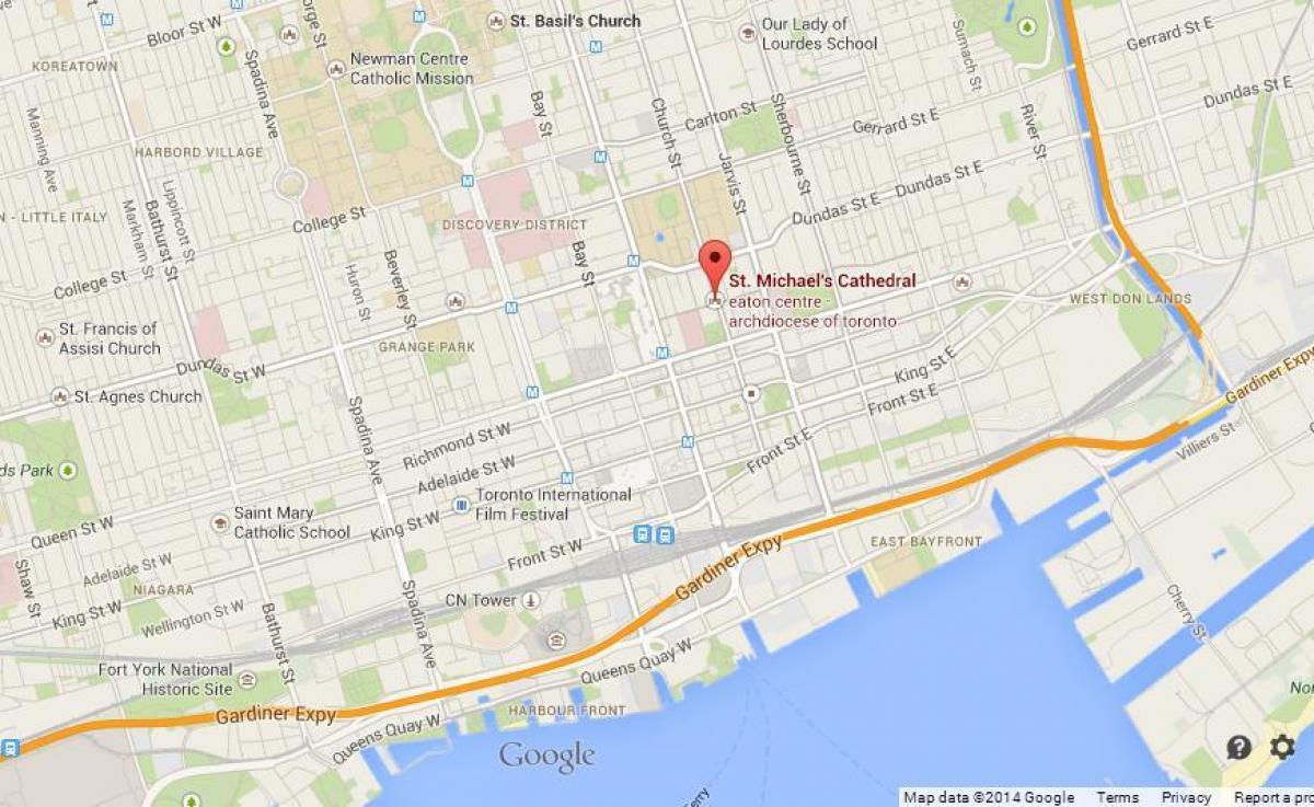 Kaart van St. Michael ' s Kathedraal Toronto overzicht