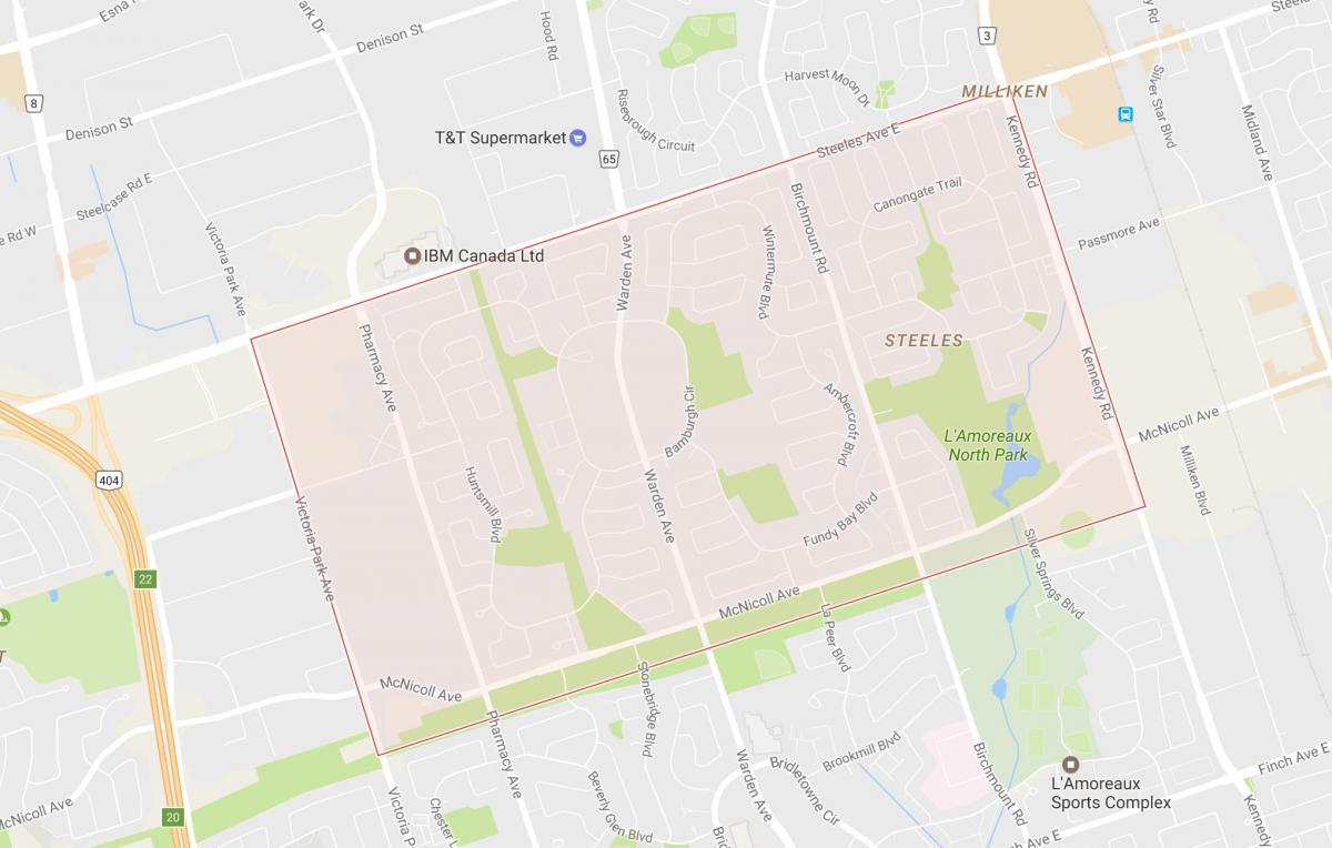 Kaart van Steeles buurt van Toronto