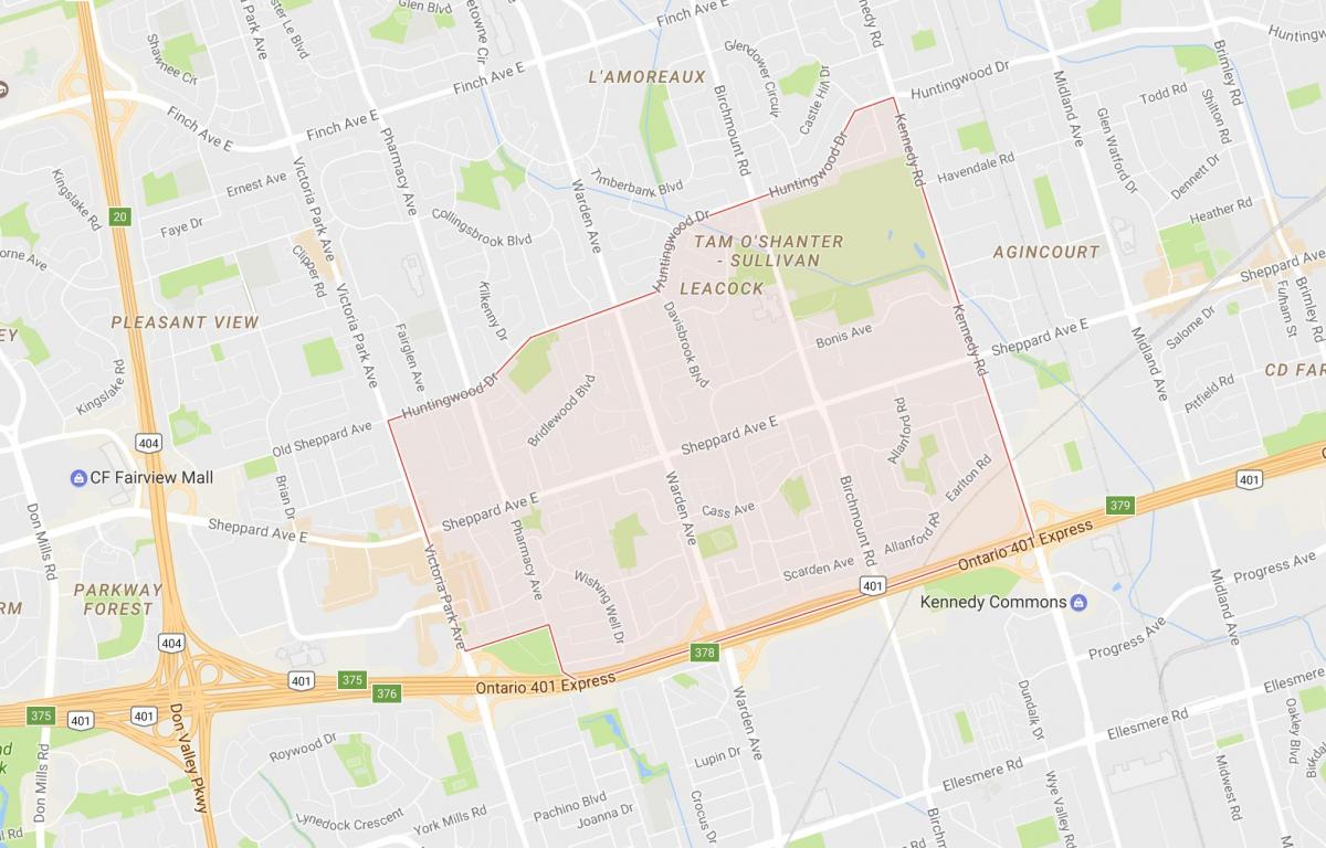 Kaart van Tam O'Shanter – Sullivan buurt van Toronto