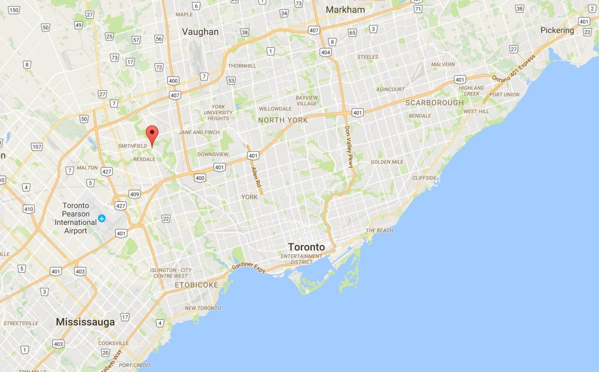 Kaart van Thistletown district van Toronto