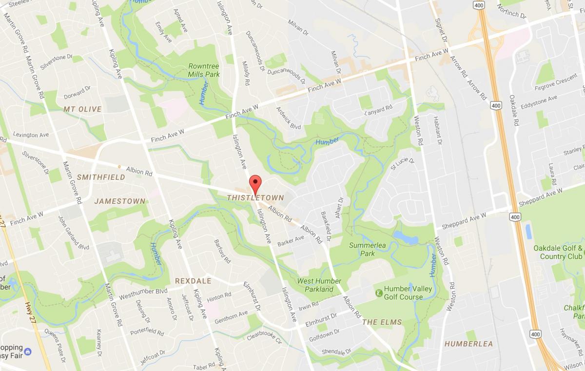 Kaart van Thistletownneighbourhood buurt van Toronto