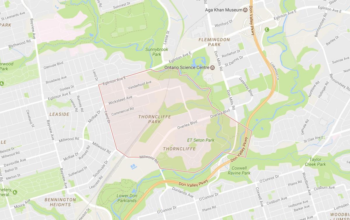 Kaart van Thorncliffe Park in Toronto