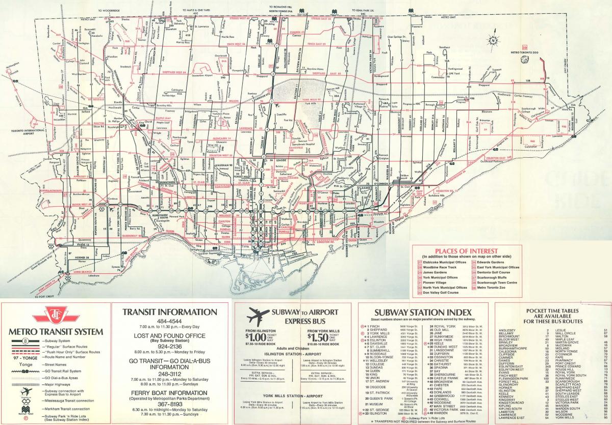 Kaart van Toronto 1976