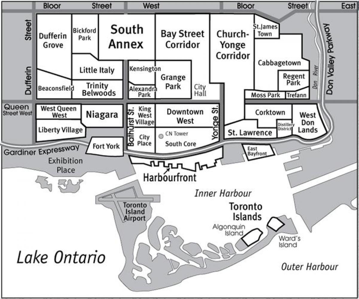 Kaart van Toronto Buurt gids