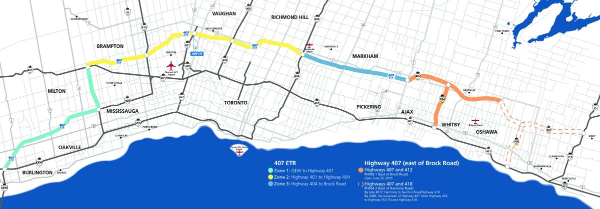 Kaart van Toronto highway 407