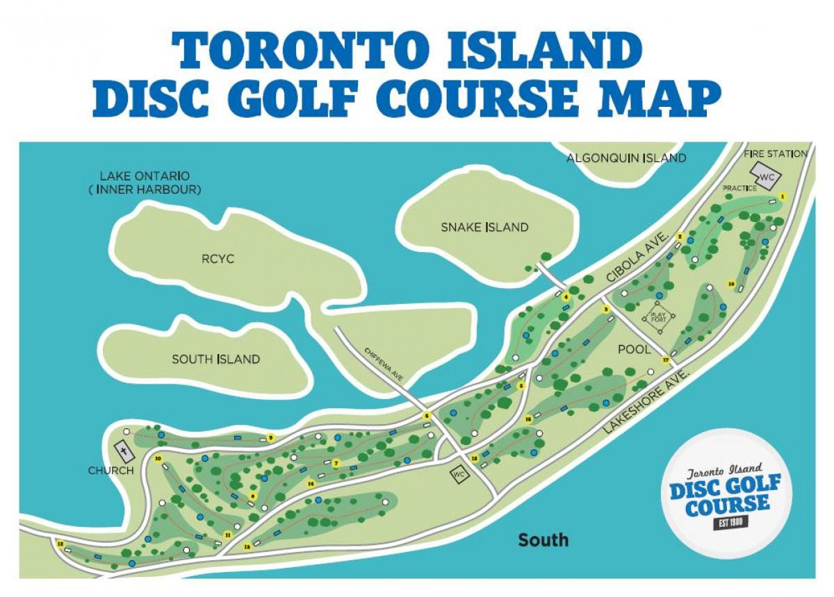 Kaart van Toronto Islands golf cursussen Toronto