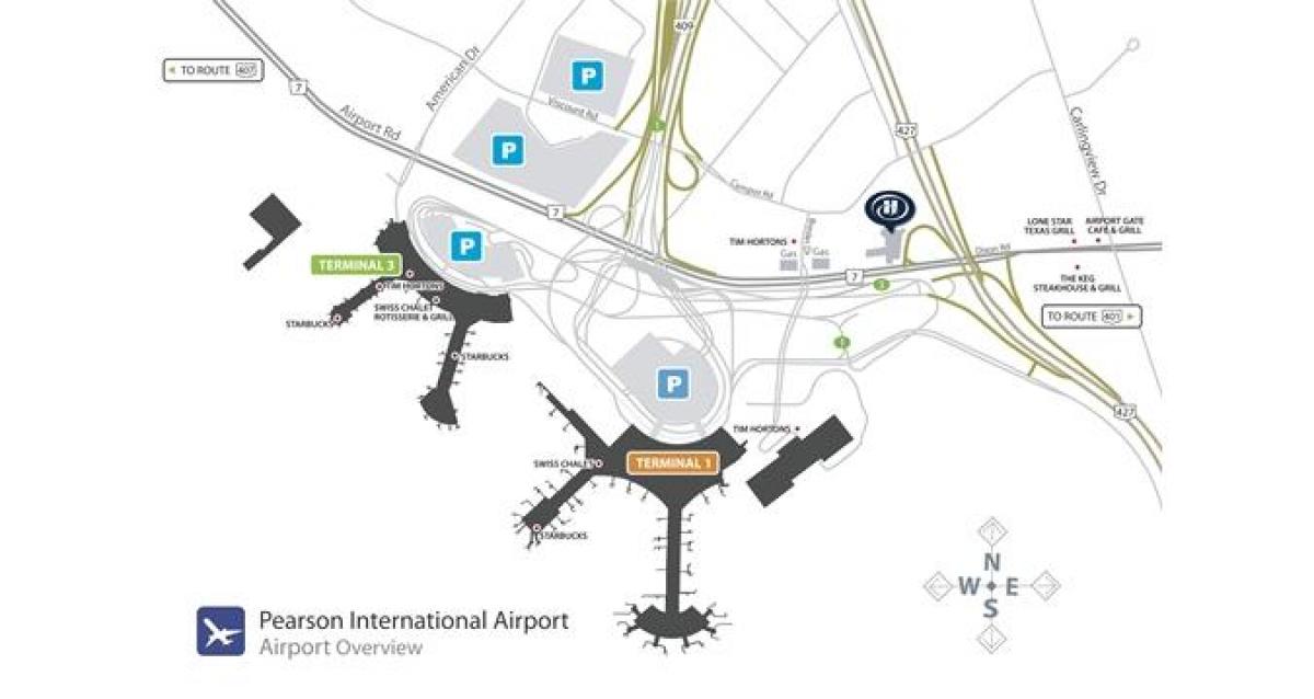 Kaart van Toronto luchthaven pearson overzicht