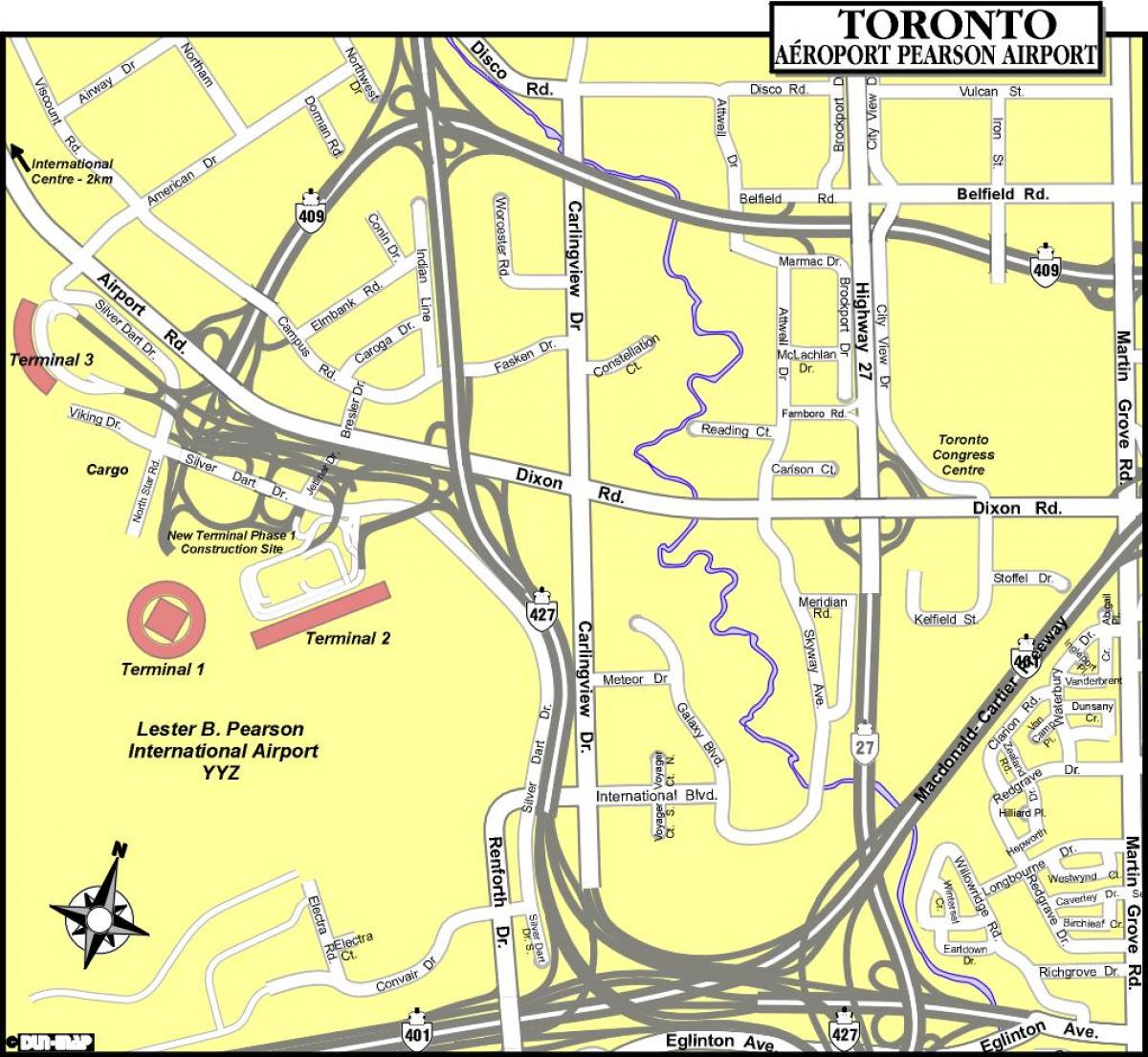 Kaart van Toronto luchthavens