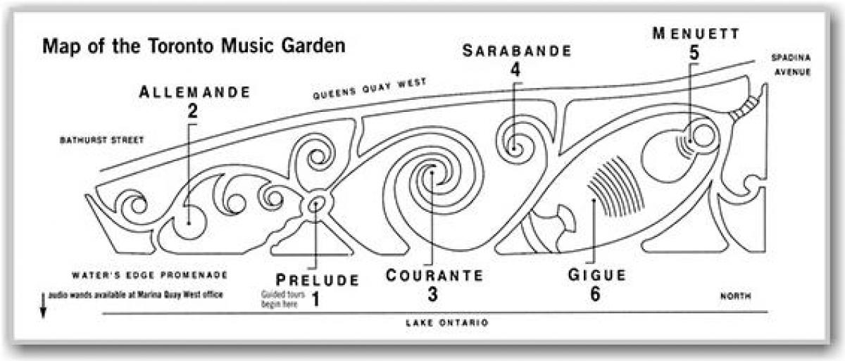 Kaart van Toronto Muziek Tuin