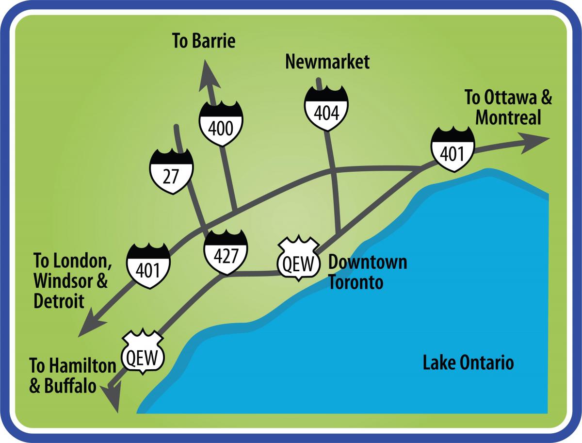 Kaart van Toronto routebeschrijving