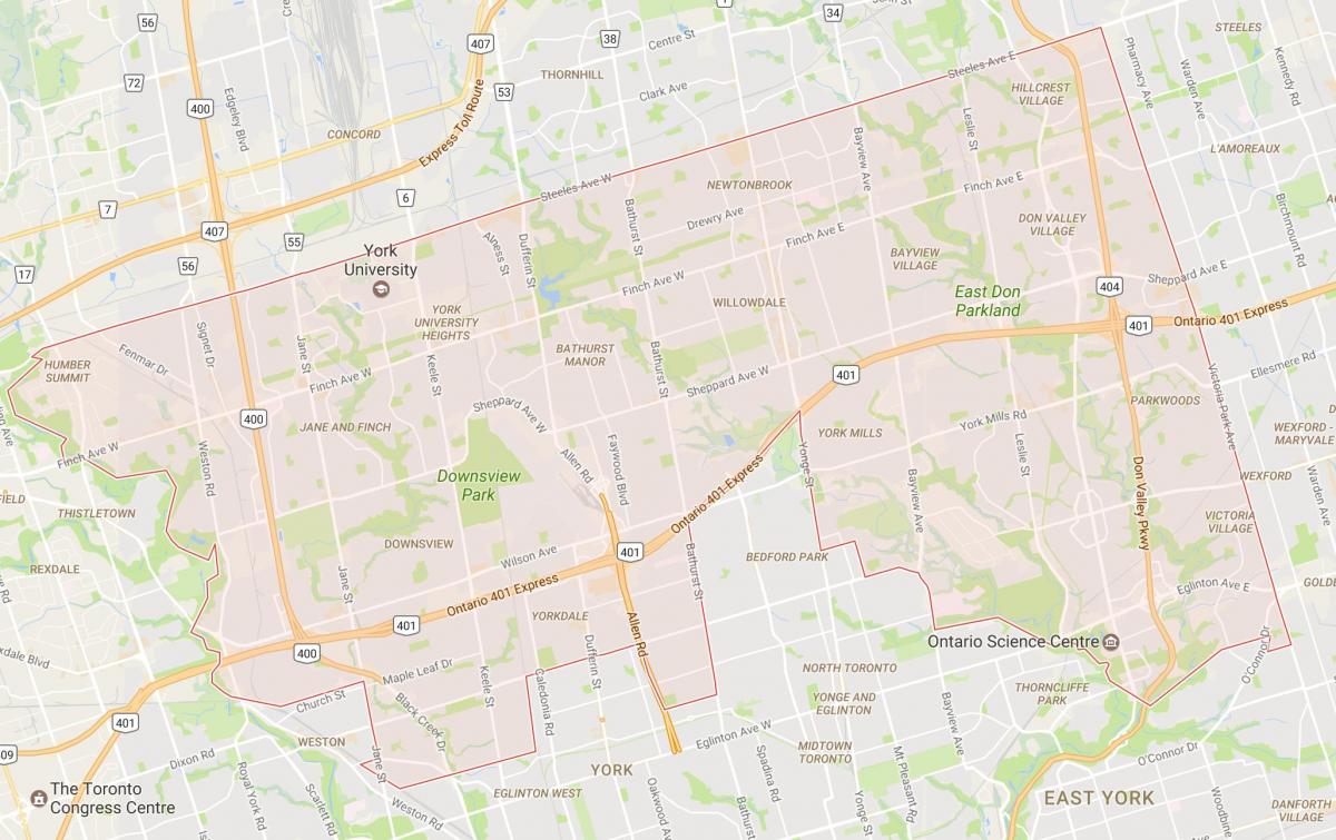 Kaart van Uptown Toronto buurt van Toronto