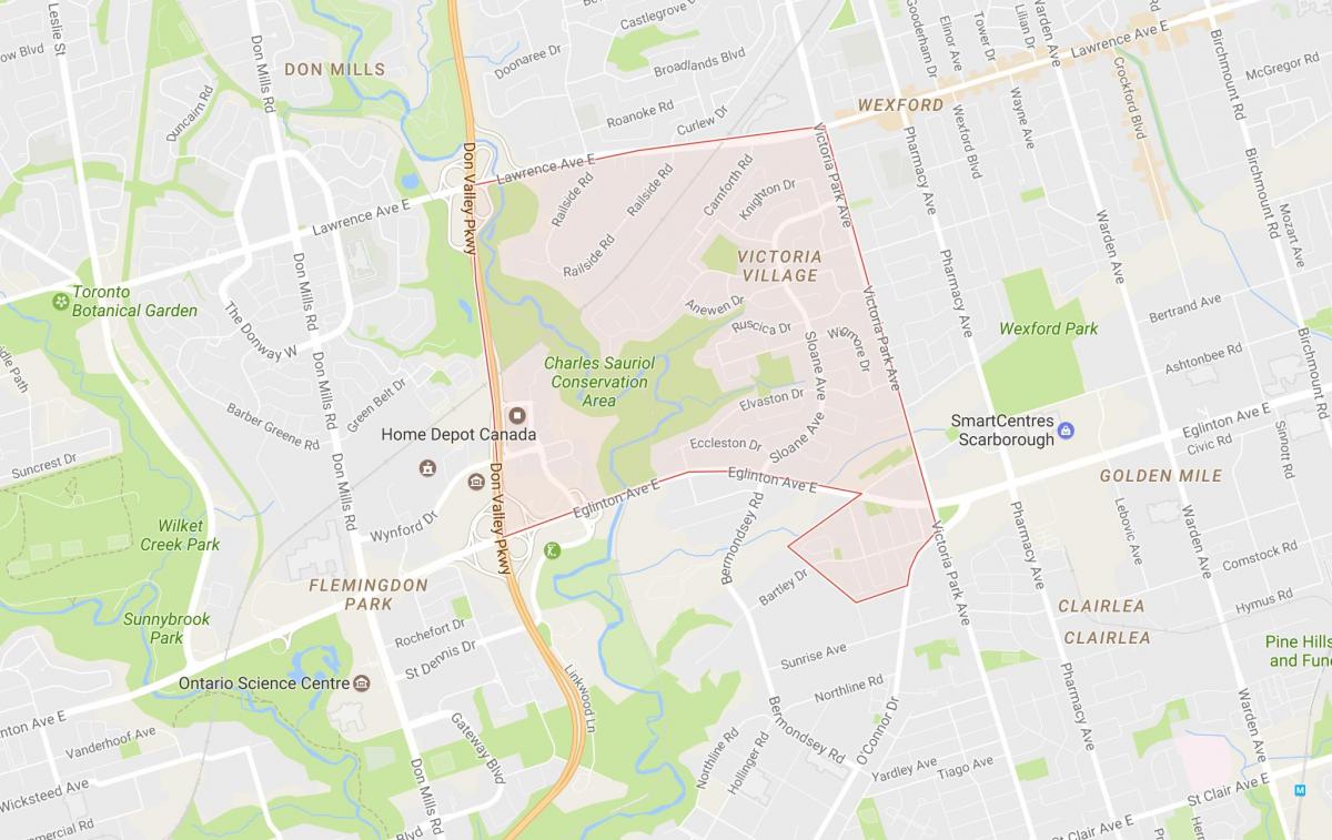 Kaart van Victoria Dorp wijk van Toronto