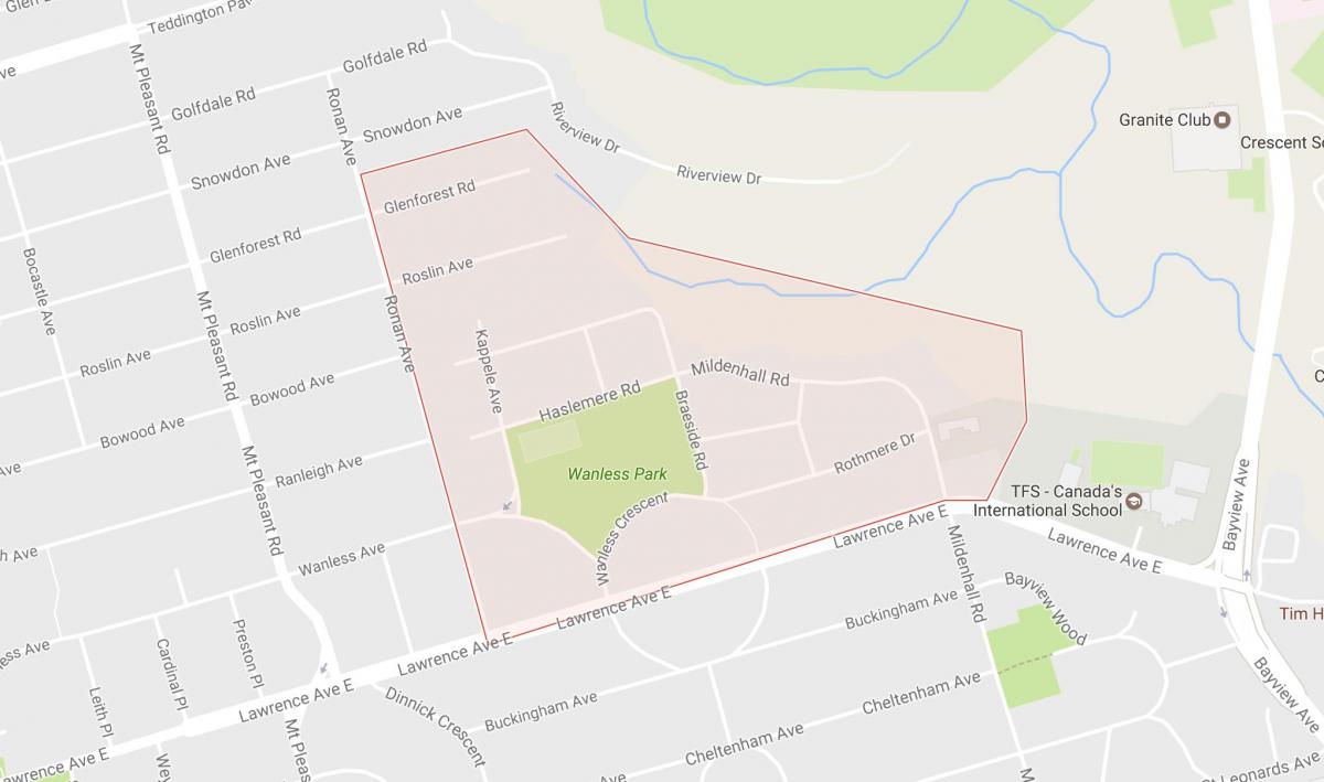 Kaart van Wanless Park in Toronto