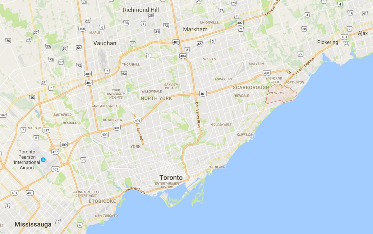 Kaart van West Hill district van Toronto