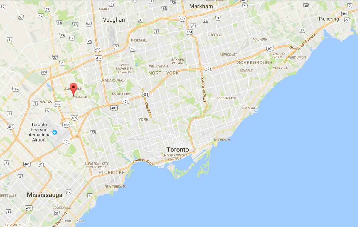Kaart van West-Humber-Clairville district van Toronto