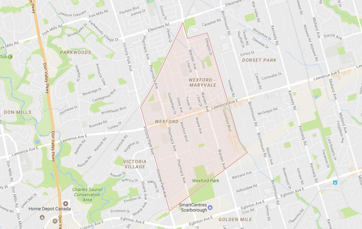 Kaart van Wexford buurt van Toronto