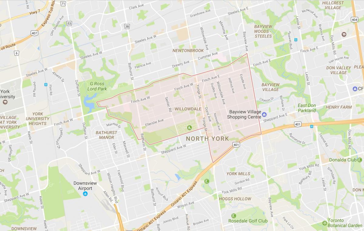 Kaart van Willowdale buurt van Toronto