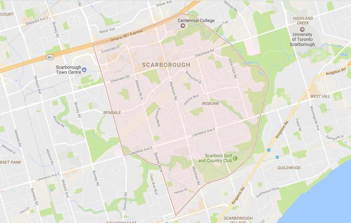 Kaart van Woburn buurt van Toronto