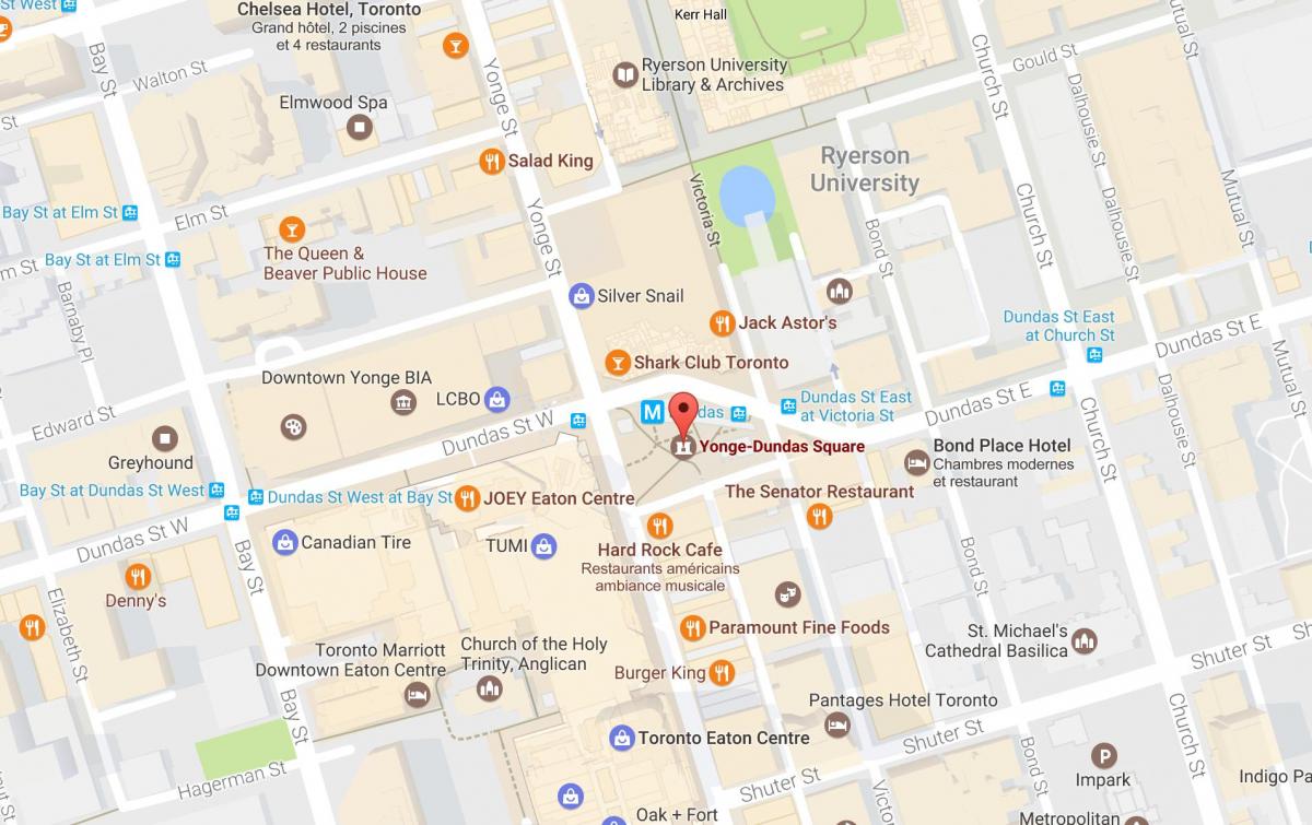 Kaart van Yonge-Dundas Square van Toronto