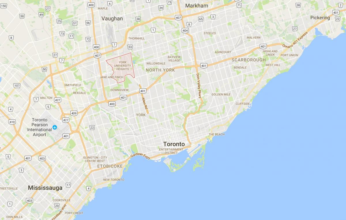 Kaart van York University Heights district van Toronto