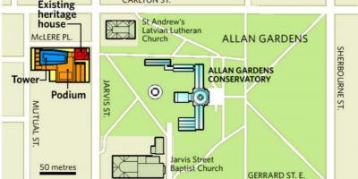 Kaart van Allan Gardens in Toronto