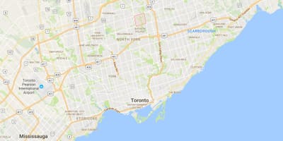 Kaart van Bayview Bos – Steeles district van Toronto