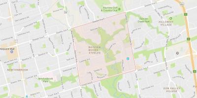 Kaart van Bayview Bos – Steeles buurt van Toronto