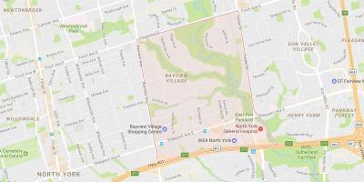 Kaart van Bayview Dorp wijk van Toronto