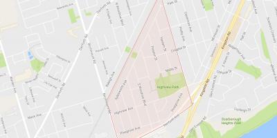 Kaart van Berken Cliff Hoogten buurt van Toronto