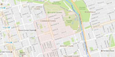Kaart van Cabbagetown buurt van Toronto