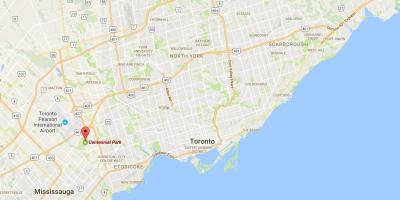 Kaart van Centennial Park district van Toronto