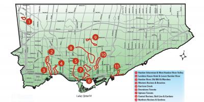 Kaart van de ontdekking lopen Toronto