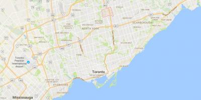 Kaart van Hillcrest Dorp district van Toronto
