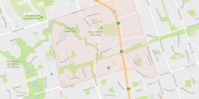 Kaart van Hillcrest Dorp wijk van Toronto