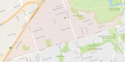 Kaart van Kingsview Dorp wijk van Toronto