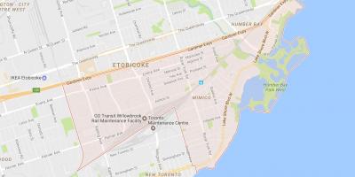 Kaart van Mimico buurt van Toronto
