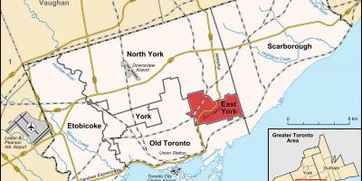 Kaart van Oost-York Toronto