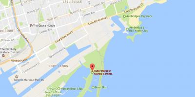 Kaart van de Outer harbour marina Toronto