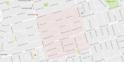 Kaart van Pape Dorp wijk van Toronto