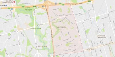 Kaart van Parkwoods buurt van Toronto