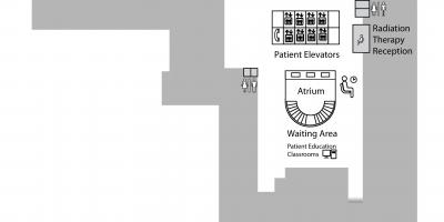 Kaart van Prinses Margaret Cancer Centre Toronto 1e verdieping lager (B1)