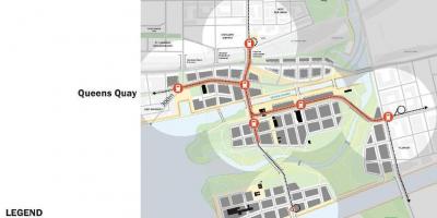 Kaart van Projecten Oost-Waterfront-Oosten Bayfront Toronto