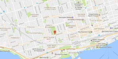 Kaart van Queen Street West buurt van Toronto