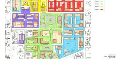 Kaart van de Revitalisering van plan Regent Park, Toronto