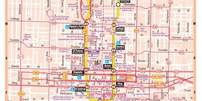 Kaart van de Metro van het centrum van Toronto