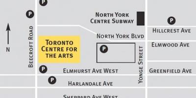 Kaart van Toronto centrum voor de kunsten