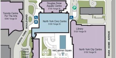 Kaart van Toronto Centrum voor de Kunsten parkeergelegenheid