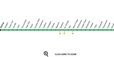 Kaart van Toronto metro lijn 2 Bloor-Danforth