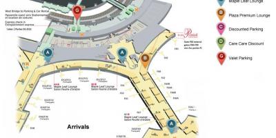 Kaart van Toronto Pearson international airport arrivals terminal